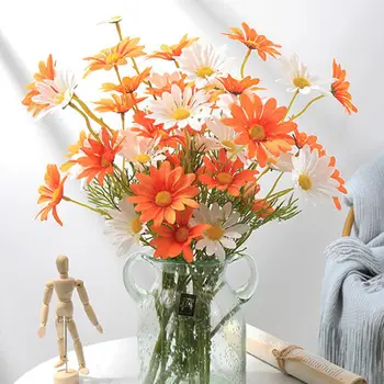 Изкуствено Цвете с 5 глави, Устойчиви на uv Коприна, Цветен Интериор от Изкуствени Цветя, Модел на Цветето на ръчно изработени Композиции от диви цветя