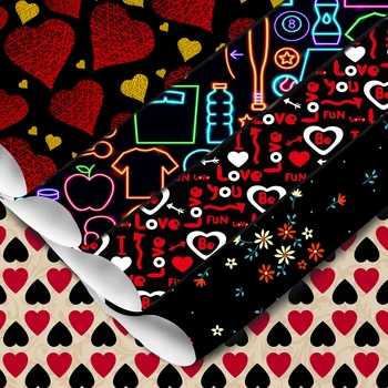 20*33 см Черен Валентин Любов Сърцето Темата на Обикновен Лист Изкуствена Изкуствена Кожа За Лъкове Обеци Чанта Подарък САМ Занаят Винил