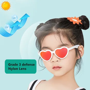 Нови момичета обичат слънчеви очила, Детски мультяшные затъмнени Очила, найлон Рамки, лещи Love Heart, Детски поляризирани слънчеви очила