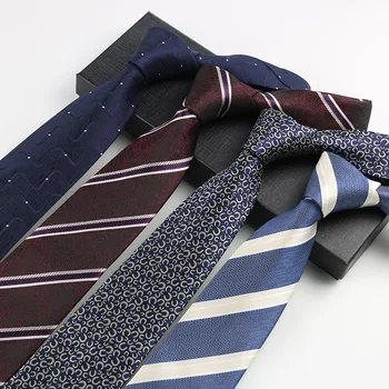 8 см, модерен класически тъмно-сиви обикновена вратовръзки от полиестер райе и точки за мъже, работа, сватби, бизнес костюми, вратовръзки, Аксесоари